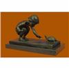 Image 2 : Handcrafted Signed Original Aldo Vitaleh Little Girl Playing With Turtle Bronze