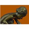 Image 4 : Handcrafted Signed Original Aldo Vitaleh Little Girl Playing With Turtle Bronze