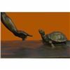 Image 5 : Handcrafted Signed Original Aldo Vitaleh Little Girl Playing With Turtle Bronze