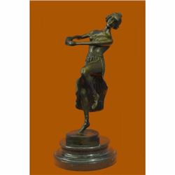 Bronze Sculpture Art Deco Semi Nude Dancer by Eichler Hand Made Statue Figurine