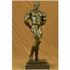 Image 1 : Abstract Bronze Muscle Man Flexing Sculpture Nude Male Fitness Model Muscular