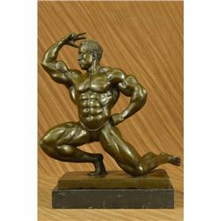 Western 100% Bronze Marble statue Art Muscle man Bodybuilder Classic Sculpture