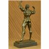 Image 3 : Abstract Bronze Muscle Man Flexing Sculpture Nude Male Fitness Model Muscular