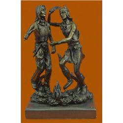 Art Deco Western West Native American Dancers Bronze Sculpture Statue Figurine