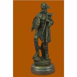 Signed Original B.wood American Indian Warrior Bronze Sculpture Marble Statue