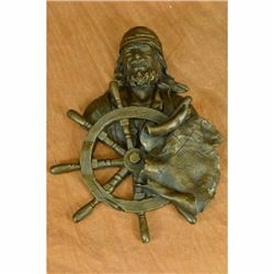 Signd Original B.Wood Wall Mount Ship Pirate Home Restaurant Casino Decor Bronze