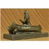 Image 3 : Signed Native American Chief Embark in Canoe Bronze Sculpture Statue Figurine