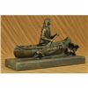 Image 4 : Signed Native American Chief Embark in Canoe Bronze Sculpture Statue Figurine