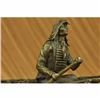Image 5 : Signed Native American Chief Embark in Canoe Bronze Sculpture Statue Figurine