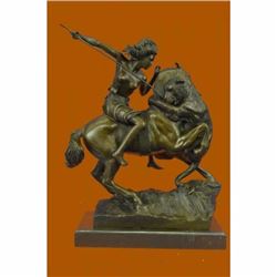Karl Kiss Female Amazon Warrior on Horse Bronze Sculpture Marble Statue Figurine