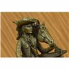 Image 5 : Signed Original Cowboy Sitting on Barrel Drinking Whisky Bronze Sculpture Statue