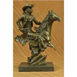 Abstract Modern Art Original Kamiko Outlaw Cowboy Horse Gun Bronze Sculpture LRG