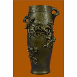 Joseph Cheret Bronze Urn: Water-Babies French Art Nouveau Bronze Urn Statue LRG