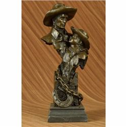 Just Like Papa by Renown Artist Milo Western Cowboy Boy Bronze Sculpture Decor