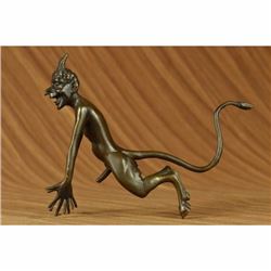 Collector Edition Signed Satyr Faun Devil Devilish Bronze Sculpture Figure