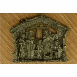 Religious Wall Hanging Plaque of Birth of Jesus Christ - Solid Bronze Sculpture