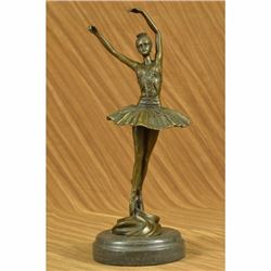 Signed Original Prima Ballerina Dancer Bronze Sculpture Art Deco Figurine Figure