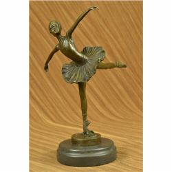 Tall Classical Dancer Ballerina Signed Bronze Sculpture Figure Art Deco Figure