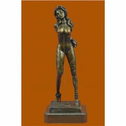 Erotic Art Bondage woman Tied up with Chain Bronze Sculpture Statue Figurine