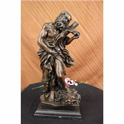 SIGNED VALLI JUDAS WITH LION JESUS CRUCIFIX RELIGIOUS SCULPTURE STATUE