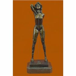 Bondage Girl Chastity- Erotic Sex Bronze - signed Preiss Sculpture Marble Base