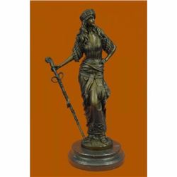 Persian Princess With Sword Bronze Sculpture Marble Base Figurine Figure Decor