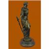 Image 4 : Persian Princess With Sword Bronze Sculpture Marble Base Figurine Figure Decor