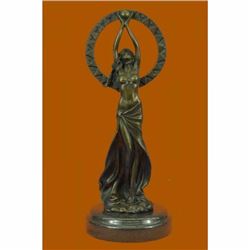 Hot Cast Sexy Maiden Holding A Ball Bronze Sculpture Home Office Decor Sale