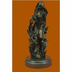 Beautiful Flower Girl Vintage Female Bronze Cast Bust Sculpture Home Decoration