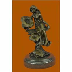 Signed~Mavchi~ Daydream Girl Bronze Sculpture Art Deco Nouveau Marble Figurine