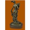 Image 3 : Real Bronze Metal Stone Statue Classical Victorian Woman Lady Feather Sculpture