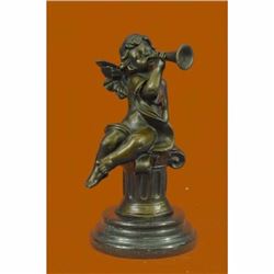 Valentines Day Gift Cherub Trumpet Musician Artist Angel Bronze Marble Statue