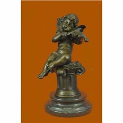 High quality little boy angel playing violin bronze sculpture Hot cast Figurine