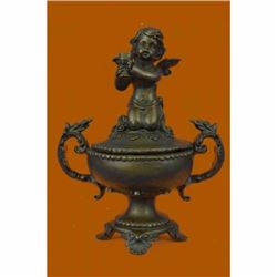 Handcrafted Baby Angel Jewelry Box by Moreaue Bronze Sculpture Figurine Figure
