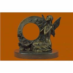 Hot Cast Detailed Fairy Bronze Sculpture Marble Base Figurine Figure Decoration