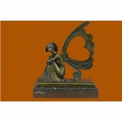 Art Nouveau Picture Frame Fairy Angel Bronze Sculpture Home Decoration Figurine