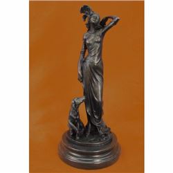 Greyhound Lover Elegant Nude Female Woman Dog Bronze Marble Statue Art Sculpture