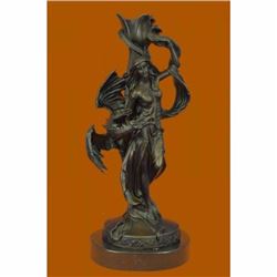 Stunning Bronze Effect Warrior Queen Riding Dragon Fantasy Art Figurine Figure