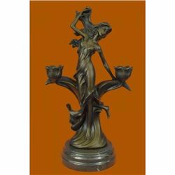 Signed Original Beauty Kassin Candle Holder Candelabra Bronze Sculpture Figure