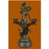 Image 1 : Signed Original Beauty Kassin Candle Holder Candelabra Bronze Sculpture Figure