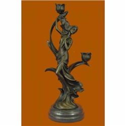 VINTAGE FRENCH EMPIRE BRASS BRONZE KASSIN CANDLE HOLDER CANDELABRA HOT CAST ART