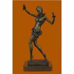 Hand Made by Lost Wax Semi Nude Chiparus Dancer Bronze Sculpture Figurine Decor