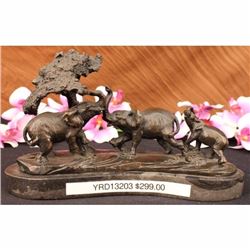 Signed Bronze Statue Elephant Sculpture African Safari
