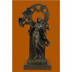 Dragon Girl Signed Original French Artist Jean Patoue Bronze Sculpture Statue