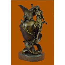 Signed Original Hot Cast Kassin Semi Nude Nymph Floating Bronze Sculpture Statue