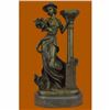 Image 1 : Victorian Style Captive Lady Holding Bouquet of Flowers Bronze Sculpture Figure