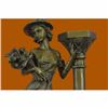 Image 4 : Victorian Style Captive Lady Holding Bouquet of Flowers Bronze Sculpture Figure