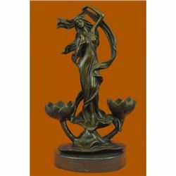 Handcrafted Sensual Floral Bronze Candle Holder Bronze Sculpture Statue Figure