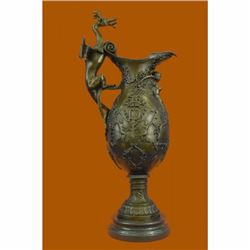 Rare and finely crafted large bronze vase w sculpted Imperial Royal claw dragon