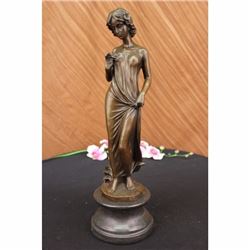 Bronze Sculpture Young lady Gazes into a Flower by Moreau Art Nouveau Deco Decor